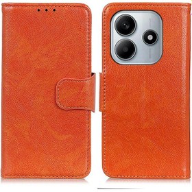 Resim Redmi Note 14 4g İçin 164.84mm Napa Doku Yatay Flip Deri Telefon Kılıfı Turuncu 