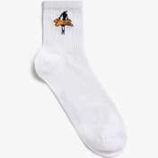 Resim Erkek Daffy Duck Çorap Desenli Pamuklu Lisanslı 