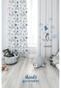 Resim Hokkabaz Köpekcik Desenli Baskılı Çocuk Ve Bebek Odası Fon Perdesi 2 Kanat - Prd-22 Çok Renkli 