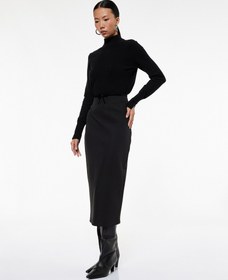Resim Slim Fit Yırtmaçlı Fiyonk Detaylı Midi Kalem Etek 