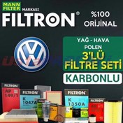 Resim Vw Bora 1.6 Filtron Karbonlu Filtre Bakım Seti 1998-2005 Bcb, Azd (495301223) 