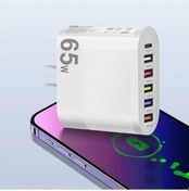 Resim 65w 6 Port Usb Tip C Hızlı Şarj Hızlı Şarj 3.0 İphone Uyumlu 15 İçin Huaweı Xiaomi Lg White Us Plug ' Beyaz 