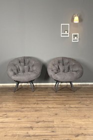 Resim Berta Concept Hera 2'li Berjer Koltuk & Yatak Olabilen Minder Füme 