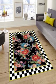 Resim Siyah Kaymaz Yatak Odası Halısı Dekhera K4066 - 80X150 / Deri Taban 