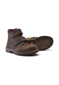 Resim Raker Sentor Hakiki Deri Kürklü İki Cırtlı Kız Erkek Çocuk Bot Kahverengi 