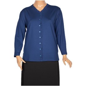 Resim Cimariva Kadın Ülkü Büyük Beden Fırfırlı V Yaka İndigo Bluz Mavi 