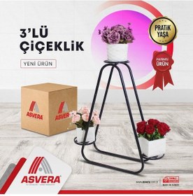 Resim Asvera 3'lü Metal Portatif Çiçeklikleri - Çiçek Standı 