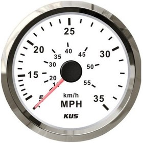 Resim KUS Sürat Göstergesi 35 MPH Beyaz 12/24V 85 MM 
