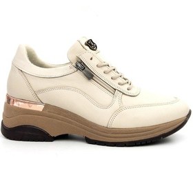 Resim Venüs 2313081k Kadın Hakiki Deri Fermuarlı Feta Topuk Atom Günlük Ayakkabı Bej 