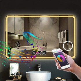 Resim Dnr-Mirror80x120 Cm Bluetoothlu Buğu Yapmayan Makyaj Aynalı Dokunmatik Günışığı Ledli Dikdörtgen Banyo Aynası 