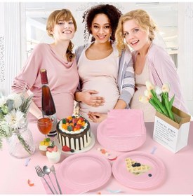 Resim Pastel Pembe Parti Tabak 8 Li 23 Cm Tek Kullanımlık Sunum Tabağı 