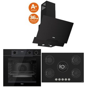 Resim Ferre QEP64CS + RS035 + D063SA Steam Plus 75 Serisi 3'Lü Cam Ankastre Set 