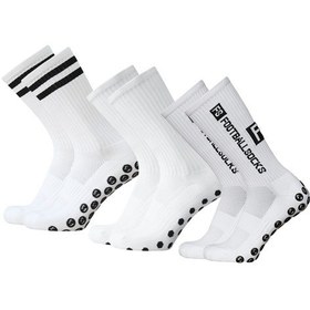 Resim Geeroyoo 3 Çift Futbol Çorabı - Nonslip Tabanca, Soluklu Malzeme, 39-44 Numara, Spor Aktivitelere Uygun Beyaz 
