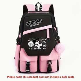 Resim Sanrio Kuromi Büyük Kapasiteli Sırt Çantası - Sevimli Pembe & Siyah Okul Çantası Ayarlanabilir Askılı, Dayanıklı Naylon, Katlanabilir Tasarım, Güvenli Fermuar Kapatma, Okul veya Seyahat için Mükemmel, Seyahat Sırt Çantası 