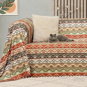 Resim LATUDA CONCEPT SoftMicro Boho Etnik Desenli Mikrofiber Koltuk Örtüsü ve Şalı, Kaymaz 180x220 cm 