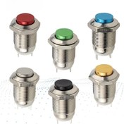 Resim 6 adet 12mm Anlık Yüksek Yuvarlak Metal Buton Anahtarı Araba Marş Korno Hoparlör Zili Otomatik Sıfırlama 12mm Metal Anahtar 