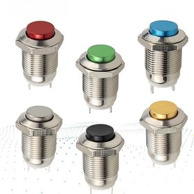 Resim 6 adet 12mm Anlık Yüksek Yuvarlak Metal Buton Anahtarı Araba Marş Korno Hoparlör Zili Otomatik Sıfırlama 12mm Metal Anahtar 