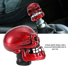 Resim İskelet Kafatası Kafa Vites Topuzu Kolu, Araba Modifiye Vites Topuzu Çubuk Kolu Shifter Evrensel (kırmızı) 