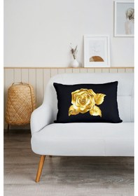 Resim Altın Gül Desen Baskılı Tv Battaniyeli Opsiyonel Dekoratif Hediye Yastık Battaniye 2in1 Gifts Çok Renkli 