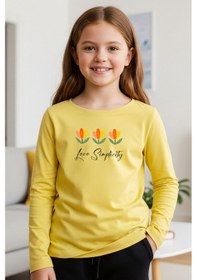 Resim 3'lü Yuvarlak Yaka Baskı Detaylı Kız Çocuk Sweatshirt Çok Renkli 