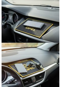 Resim Opel Logolu Torpido Üstü Kaydırmaz Ped & Tampon Çeki İpi - İkili Araç Aksesuar Set Siyah - Kırmızı 