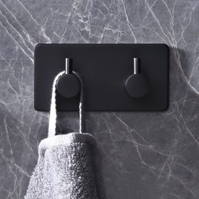 Resim 1 Adet 2'li Paslanmaz Çelik Havlu Askısı - Banyo & Lif - Bornoz Askılığı Mat Siyah 