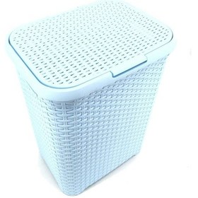Resim Hasır Desenli Plastik Çamaşır Sepeti Açık Mavi Diğer 