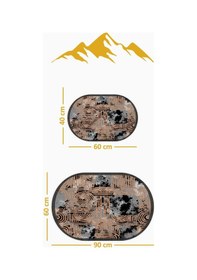 Resim Yıkanabilir Kaymaz Tabanlı Modern Desenli 2'li Banyo Paspas Takımı Obps0011 Renkli 