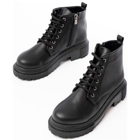 Resim 812-2129 Siyah Bağcıklı Fermuarlı Günlük Kadın Bot Acı Kahverengi 