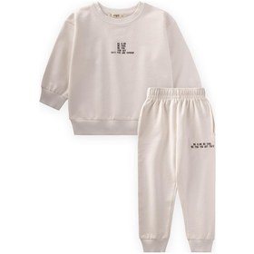 Resim Basic Baskılı Eşofman Takım 2-7 Yaş Kırık Beyaz Kırık Beyaz 