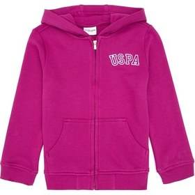 Resim U.S. Polo Assn. Kız Çocuk Fuşya Kapüşonlu Fermuarlı Basic Sweatshirt 50316837-VR023 