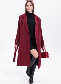 Resim Rema Morena Regular Fit Bordo Düğmeli Uzun Kaşe Kaban (Yeni Sezon) 