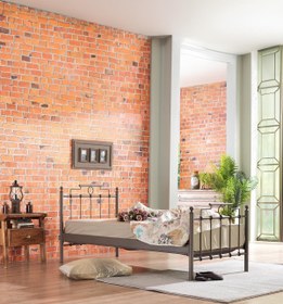 Resim Unimet Hatkus Tek Kişilik Ferforje Metal Karyola-kahverengi (AHŞAP LATALI) 