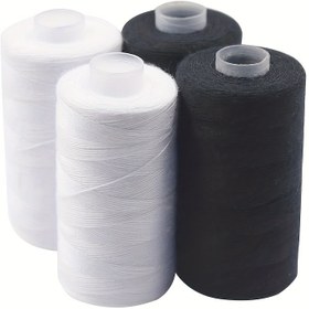 Resim 500 metrelik 2/4 adet Siyah ve Beyaz Dikiş İpi, Dikiş Makinesi ve El Dikişi için Yüksek Kaliteli Polyester İpler 