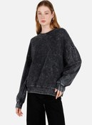 Resim Comfort Fit Yuvarlak Yaka Kadın Antrasit Örme Sweatshirt Colin's