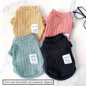 Resim Küçük ve Orta Boy Köpekler & Kediler İçin Yumuşak Örgü Kazak - %100 Polyester Kabartmalı Tasarım, Kırmızı, Sarı, Yeşil, Siyah Sıcak Kapüşonlu Sweatshirt | Evde Kullanım için Rahat Kışlık Giyim 