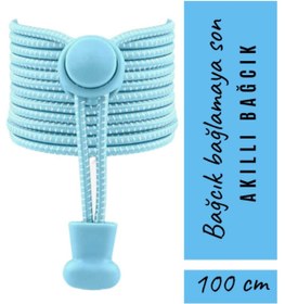 Resim SHELAX Açık Mavi Akıllı Kilitli Elastik Ayakkabı Bağcık/elastic Shoelace Soft Blue On White 