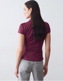 Resim Dilvin 50546 %100 Pamuk Büzgülü Poplin Top-bordo 