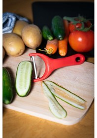 Resim Solingen Mat Kırmızı Sapan Soyacak Paslanmaz Alman Çeliği, Ergonomik Sap, Çift Yönlü Kullanım-183 Kırmızı 