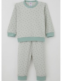 Resim Breeze Erkek Bebek Pijama Takımı Omuzdan Patlı Mini Üçgenler Desenli 4 Ay-1 Yaş, Su Yeşili Su Yeşili 