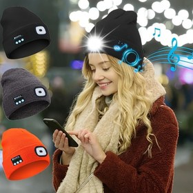 Resim Orlite LED Müzikli Bere Şapka USB Şarj Edilebilir Far ile, Yumuşak Akrilik, Dış Aktiviteler & Hediyeler için Mükemmel 