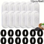 Resim 12 Adet Premium Otomatik Kedi Su Çeşmesi Yedek Filtre Seti - 6 Adet Aktif Karbon İçme Dolum Filtresi ve 6 Adet Sünger Köpük Filtre İçerir, Temiz ve Taze Su İçin - Kolay Kurulum ve Değiştirme 