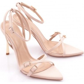 Resim Dgn 5534 Kadın Topuklu Abiye Ayakkabi Bej Nubuk 