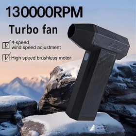 Resim Kişisel Soğutma Fanı, Ultra Yüksek Hızlı Mini Fırçasız Turbo Fan - 2000mAh*2 Pil, Toz Alma, Barbekü, Araba Temizliği, Açık Ateş Yapımı, Kar Üfleme, Evcil Hayvan Tüyleri Kurutma için Taşınabilir Jet Fan 