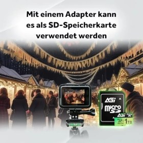 Resim Agi Agı TF138 Mikro Sd Kart Adaptörlü 1 Tb Hafıza Kartı, Microsdxc, Uhs-I, A2, U3, V30, Drone/dashcam/kamera/telefon/anahtar/pc/tablet Için 170 Mb/s'ye Kadar Okuma Hızı 