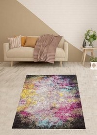 Resim On The Clouds Batik Desenli Renk Geçişli Dijital Baskı Yıkanabilir Kaymaz Taban Salon Halısı ve Yolluk MEG1002, 100 x 300 