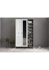 Resim Greta Membran 3 Kapaklı Portmanto Montaj Dahil Füme Beyaz 120 Cm 