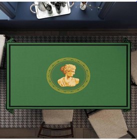 Resim Yeşil Büst Detaylı Masa Örtüsü İnce Keten Uluslararası Yıkama Ve Solmama Sertifikası Çok Renkli 