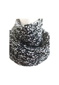 Resim El Örgüsü Siyah & Beyaz Kırçıllı Boyunluk Çok Renkli 