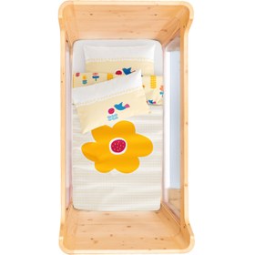 Resim Amulet Çift Taraflı Pamuk Saten Sarı Bebek Nevresim Seti 100x150cm 